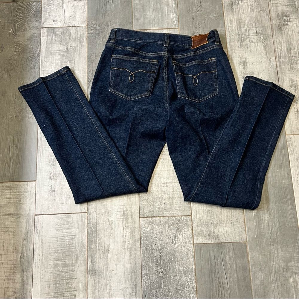 Vtg 90s Ralph Lauren High Rise Rigid Denim Creased Straight Leg Jean Leather 2 P - Picture 5 of 7